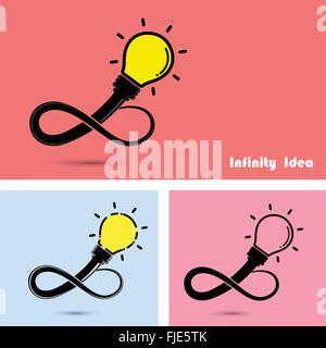 Creative light bulb sign and Infinity symbol concept.Business and education concept. Vector illustration Stock Vector