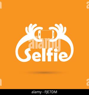 Taking selfie portrait photo on smart phone concept icon. Selfie concept design element. Vector illustration Stock Vector