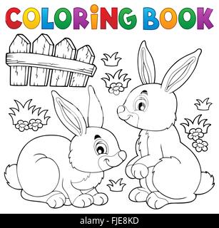 Coloring book rabbit topic 1 - picture illustration. Stock Photo