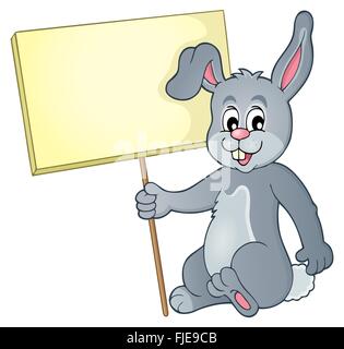 Rabbit with sign theme image 1 - picture illustration. Stock Photo