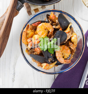 arroz de marisco portugese paella seafood rustic classic curry rice summer dish Stock Photo