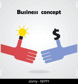 Business handshake concept and business people. Vector illustration Stock Vector