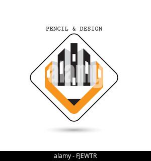 Creative pencil icon abstract logo design vector template. Corporate business creative logotype symbol. Vector illustration Stock Vector