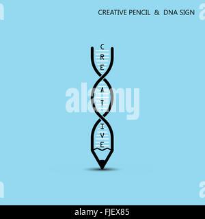 Creative pencil and DNA symbol. Education and business concept. Vector illustration. Stock Vector