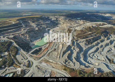 An aerial view of the China Clay works near St Austell in Cornwall Stock Photo