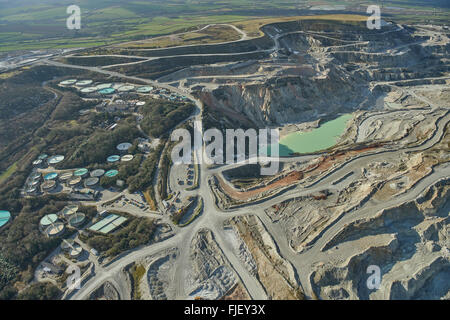 An aerial view of the China Clay works near St Austell in Cornwall Stock Photo