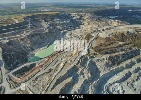 An aerial view of the China Clay works near St Austell in Cornwall Stock Photo