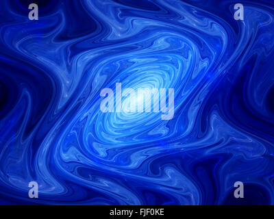 Blue glowing gnarl fractal object, computer generated abstract background Stock Photo