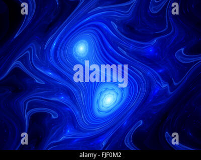 Blue double gnarl fractal, computer generated abstract background Stock Photo