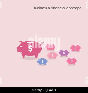 Piggy bank symbol with business and financial concept. Currency war concept. Vector illustration Stock Vector