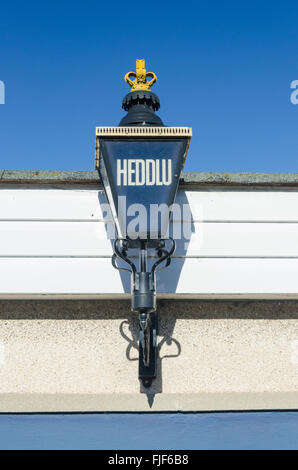 Blue lantern outside Crickhowell Police Station Stock Photo