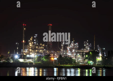 refinery oil at night Stock Photo