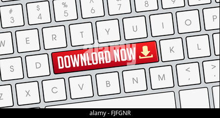 Download Now Button on keyboard. Stock Photo