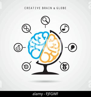 Creative brain abstract vector logo design and infographics template. Corporate business industrial creative logotype symbol Stock Vector