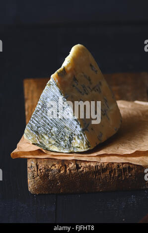 A Slice of Danish Blue cheese, close up shot Stock Photo