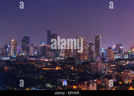 Twilight sky view in Bangkok. taken picture on 37 floor lebua building .front is Thonburi  district Stock Photo