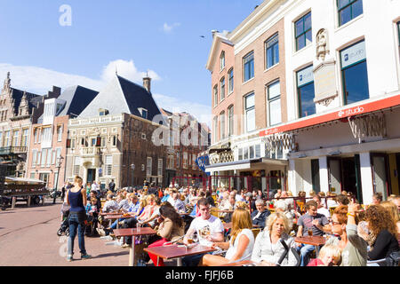 Typical bars with medieval architecture on September 1, 2012, Haarlem, Netherlands. Stock Photo
