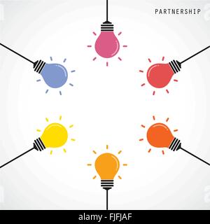 Creative light bulb Idea concept banner background. Brainstorming and teamwork concept .Vector illustration Stock Vector