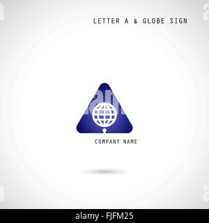 Creative letter A icon abstract  logo design vector template with globe symbol. Corporate business Stock Vector