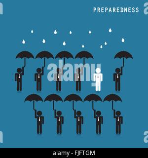 Businessman standing out from the crowd. Business idea and preparation concept. Vector illustration Stock Vector