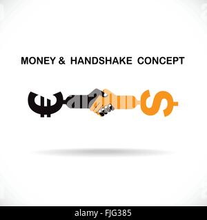 Business partners shaking hands as a symbol of unity, handshake abstract design template. Business creative concept. Stock Vector