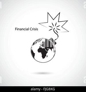 World financial and economic crisis, global business concept. Vector illustration Stock Vector