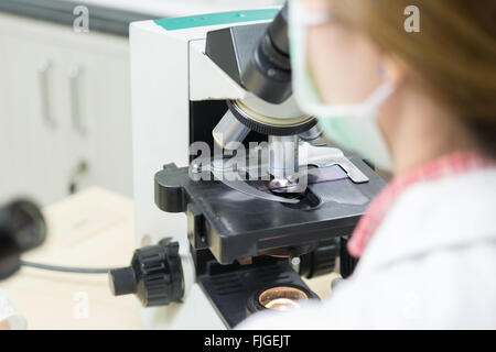 Asia medical technology working at laboratory hospital Stock Photo