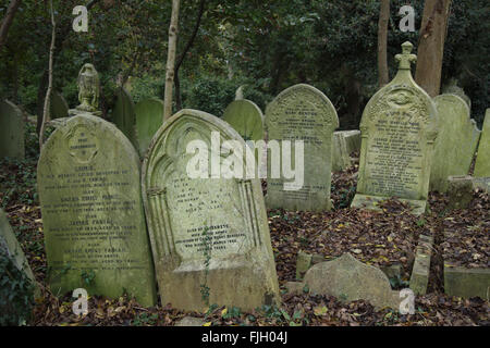 gravestones in the Victorian era Highgate cemetery, north London, in the autumn Stock Photo
