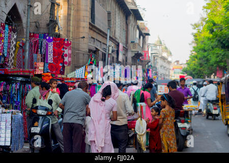 Hyderabad, Telangana, India, 28th Feb 2016: Street vendors selling in the old city of hyderabad near Charminar. A popular shopping area for people Stock Photo