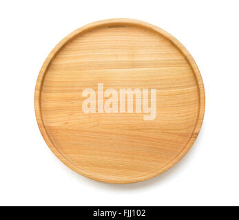 wooden tray isolated on white background Stock Photo