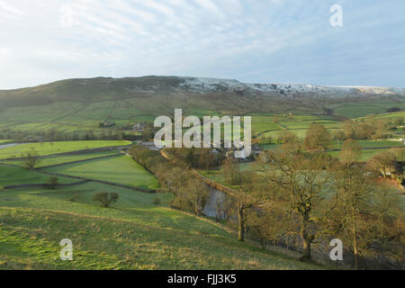 Burnsall village, Wharfedale, Yorkshire Dales, North Yorkshire, England, January Stock Photo