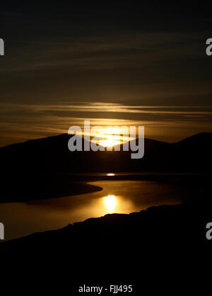 Sunrise at Broadwater lagoon at estuary of River Dysynni Tywyn and ...