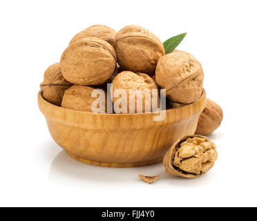 walnuts in bowl isolated on white background Stock Photo