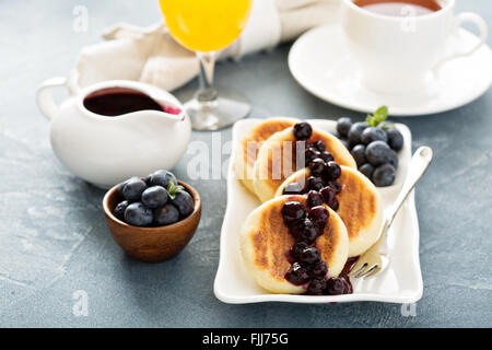 Small cottage cheese pancakes Stock Photo