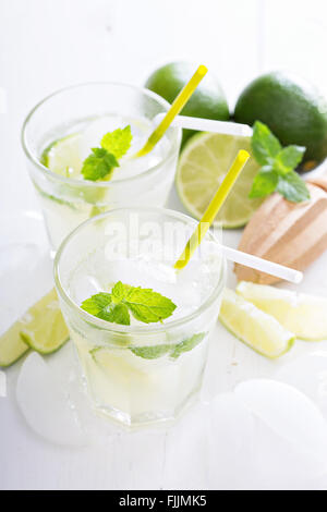 Fresh cold lime lemonade with mint Stock Photo