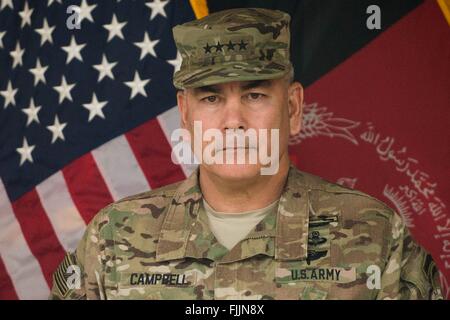 U.S outgoing Resolute Support Commander Gen. John Campbell during the change of command ceremony March 2, 2016 in Kabul, Afghanistan. Stock Photo