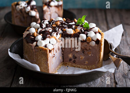 Ice cream cake with marshmallows and peanuts Stock Photo