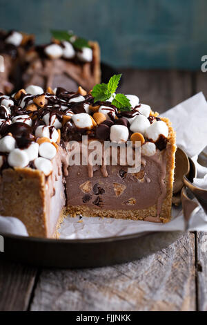 Ice cream cake with marshmallows and peanuts Stock Photo