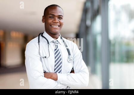 good looking black medical doctor with arms crossed Stock Photo