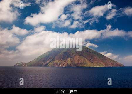 Stromboli in Aeolian Islands - Active volcano, and home to some 600 residents, Sicily Italy Stock Photo