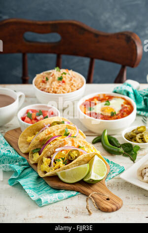 Tacos with  eggs for breakfast Stock Photo