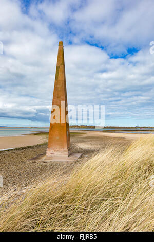 Navigation towers on Guile Point opposite Holy Island, Northumberland ...