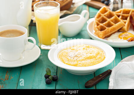 Cheesy grits for breakfast Stock Photo