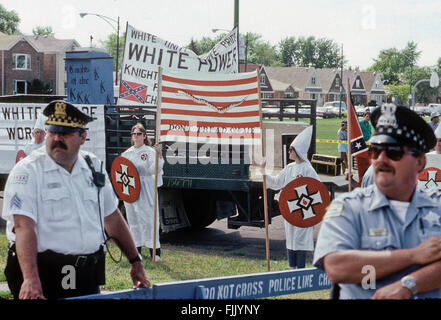 Chicago, Illinois, USA, September,  1988 KKK and Nazis Rally in Marquette Park Chicago.  Credit: Mark Reinstein Stock Photo
