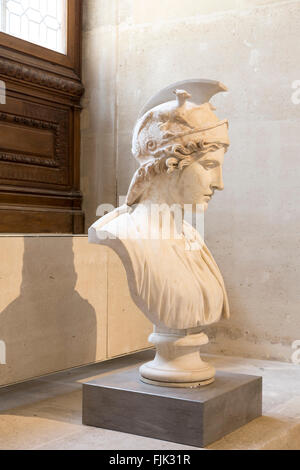 Marble bust in classical sculpture gallery at the Louvre Museum, Paris, France Stock Photo