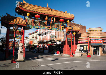 Chinatown Gate - Victoria, Vancouver Island, British Columbia, Canada Stock Photo