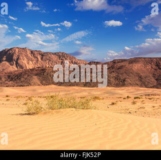 Egypt Sinai desert view  Rocky hills Blue sky Stock Photo