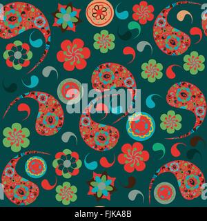 Turkish cucumber vector seamless pattern and seamless pattern in swatch menu. Paisley seamless pattern(oriental pattern)  can be Stock Vector