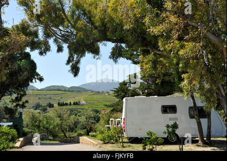 Tents, Campers and caravans at a camping in Spain Stock Photo