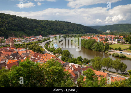 geography / travel, Germany, Baden-Wuerttemberg, Wertheim, city view, view from the castle at the Main, Additional-Rights-Clearance-Info-Not-Available Stock Photo